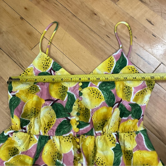 Farm Rio / anthropologie Fresh Lemons Ruffled Midi Dress Small - Picture 13 of 15